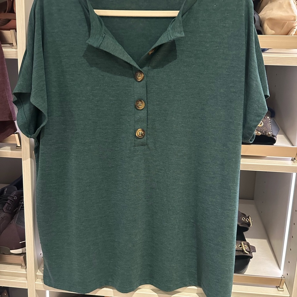 SHEIN Teal Button-Down Women's Shirt